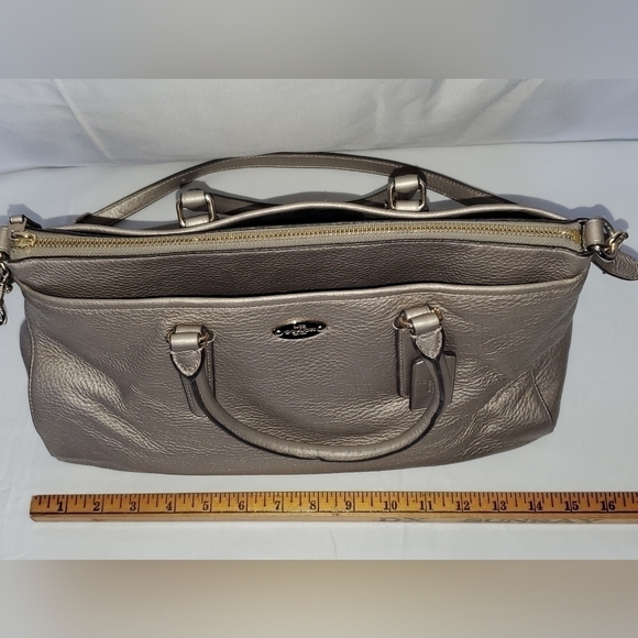 COACH MORGAN SATCHEL IN PEBBLE LEATHER METALLIC SILVER - Picture 3 of 9